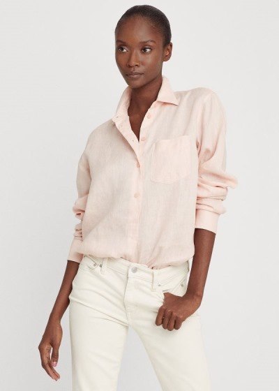 Camisa Ralph Lauren Mujer Rosas - Linen Long-Sleeve - GYSNB9704